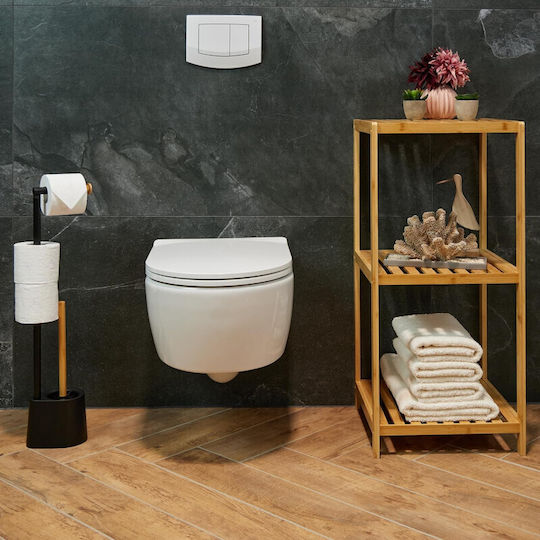 Relaxdays Wall Mounted Bathroom Accessory Set Bamboo Black
