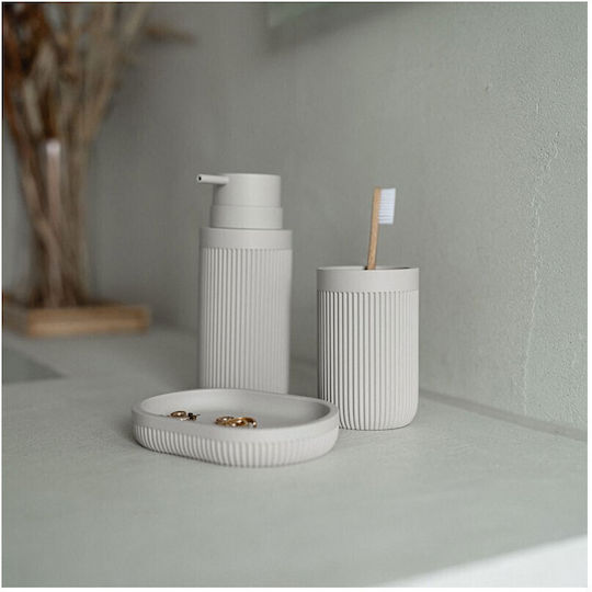 Eurofirany Plastic Bathroom Accessory Set Gray 3pcs Eurofirany Plastic Bathroom Accessory Set Gray 3pcs