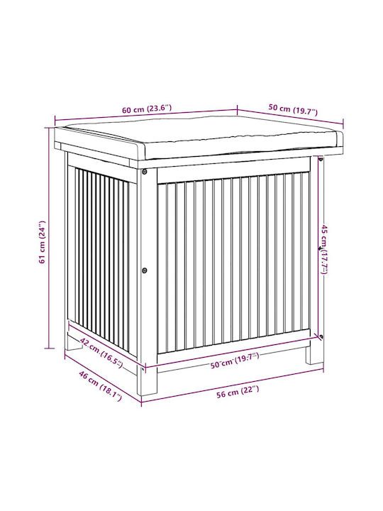 vidaXL Outdoor Storage Box Brown L60xW50xH61cm