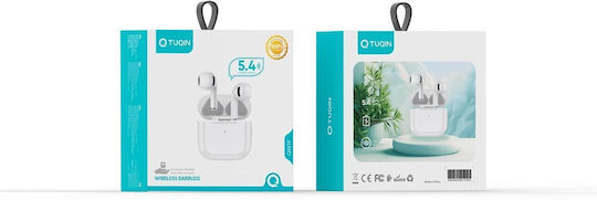 Tuqin QW19 Earbud Bluetooth Handsfree Ακουστικά με Θήκη Φόρτισης Λευκά