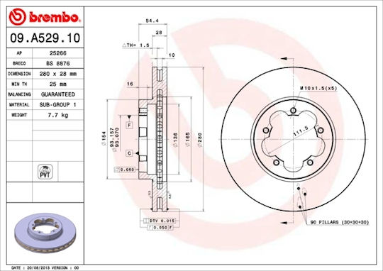 Disc de frână Ford Transit Tourneo Brembo 09a52910
