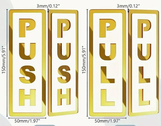 2 Τεμάχια Χρυσή Ακρυλική Πινακίδα Push-pull