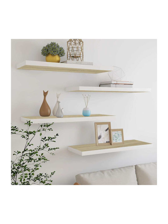 Shelves Wall Oak / White 4pcs 80x23.5x3.8cm