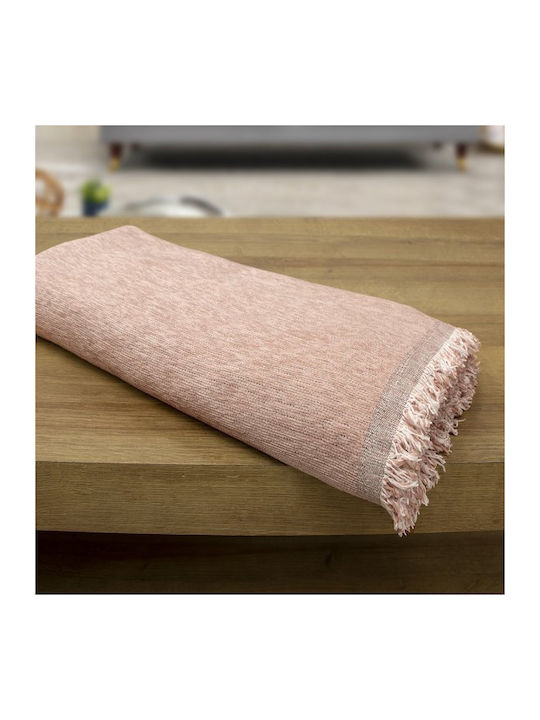 Lino Home Valio Three-Seater Sofa Throw Chenille 180x300cm Dusty Pink