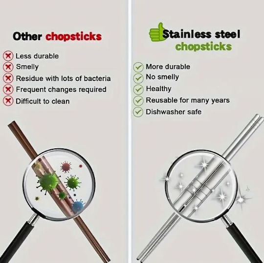 5 Ζευγάρια Ανοξείδωτα Chopsticks Spices Bazaar