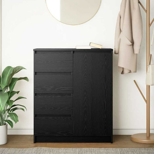 Office Storage Drawer Wooden Black Oak 71x35x84cm