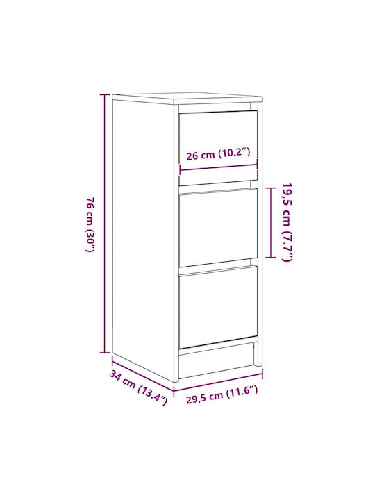 Office Storage Chipboard Cabinet Coffee L29.5xW34xH76cm
