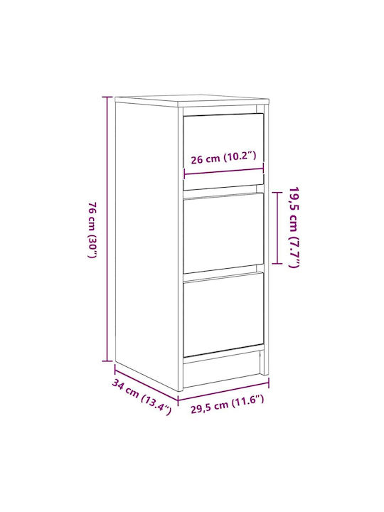 Office Storage Chipboard Drawer Grey Sonoma L29.5xW34xH76cm