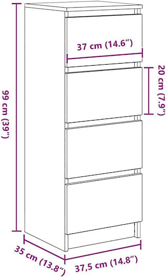 Büroaufbewahrungsschublade Holzbraun 37,5x35x99cm