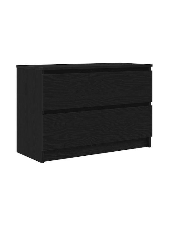 TV Stand Wooden Black Velvet-Black Metal L80xW35xH54cm