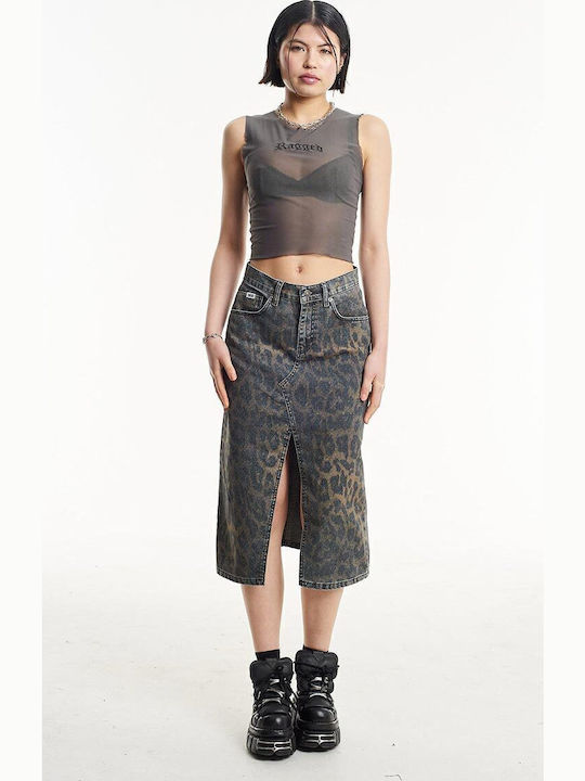 Τζιν Midi Φούστα Λεοπάρ Dark Leopard