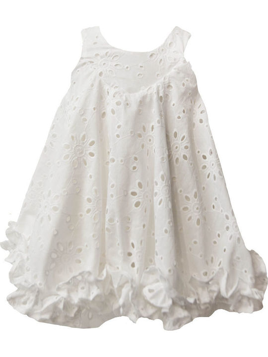 Children's Dress Sleeveless Lace White