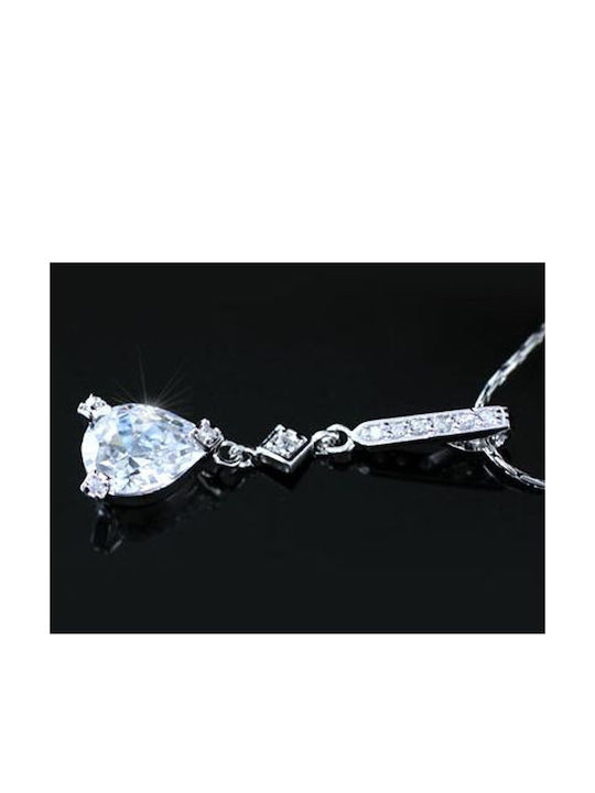 Zoe Halskette aus Weißgold mit Zirkonstein Größe 39,5 cm 44,5 cm Edelstein 1 cm x 0,7 2 Karat Anhänger Länge 3 cm