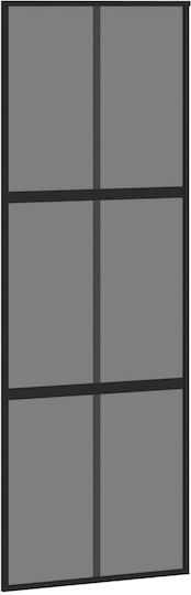 Vidaxl Συρόμενη Πόρτα Σετ Υλικού Μαύρο 76x205 Cm Γυαλί Μετριασμένο Μαύρο