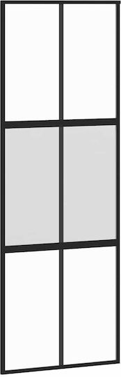 Vidaxl Συρόμενη Πόρτα Σετ Υλικού Μαύρο 76x205 Cm Γυαλί Μετριασμένο Μαύρο