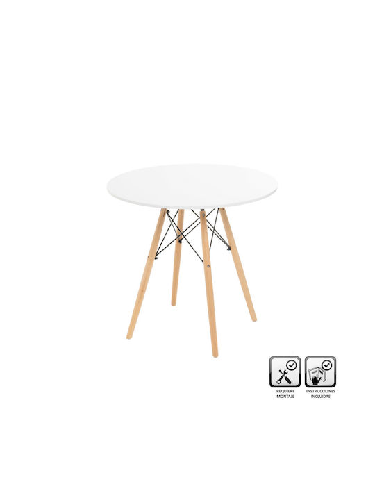 Round Table Metallic Natural White 80x80x74cm