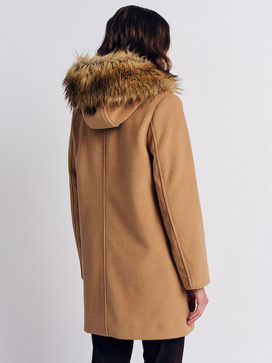 Forel Women's Montgomery with Hood and Fur Coffee