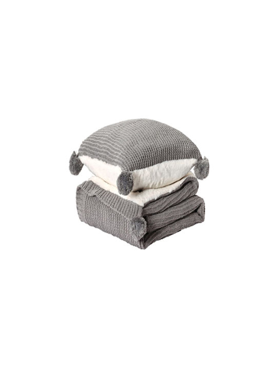 Liolios Home Gilda Κουβέρτα Sherpa Καναπέ 130x170εκ. Grey