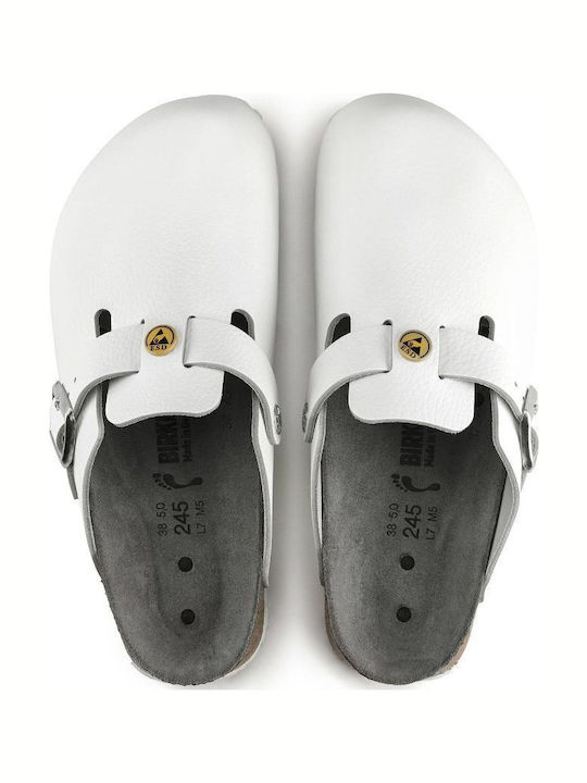 Birkenstock Boston ESD Women's Leather Clogs White
