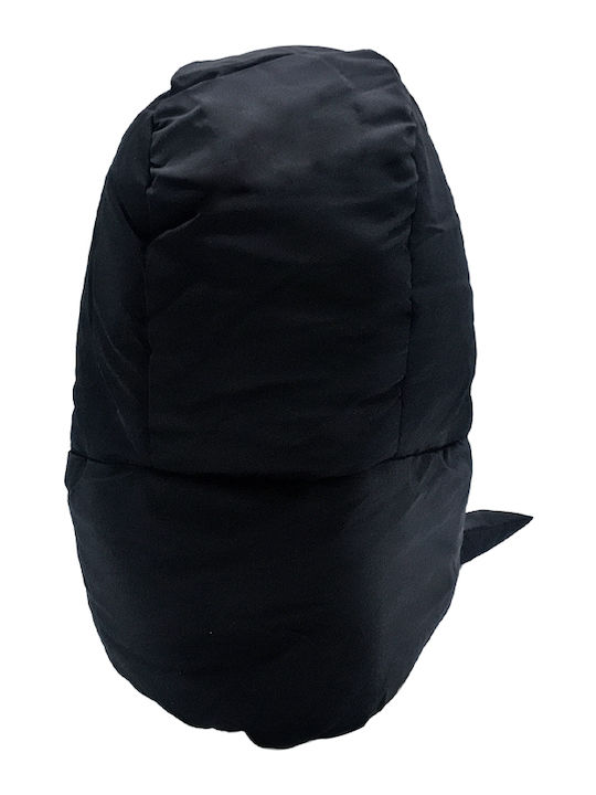 Winter Fabric Hat with Puffed Scarf Lining Unisex Black
