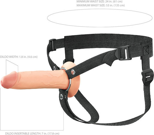 Pipedream Strap-on Harness με Διπλό Dildo στο χρώμα του δέρματος