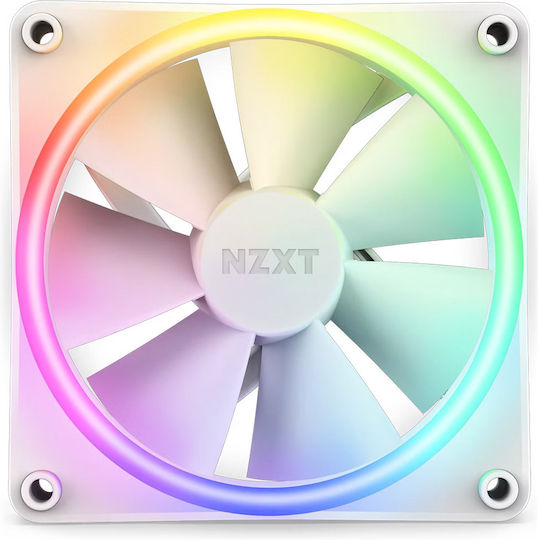 NZXT F120 Duo Вентилатор За Кутия (1800 Оборота / 48.58 CFM) С RGB Осветление И 4-изводна ШИМ Свързване Бял