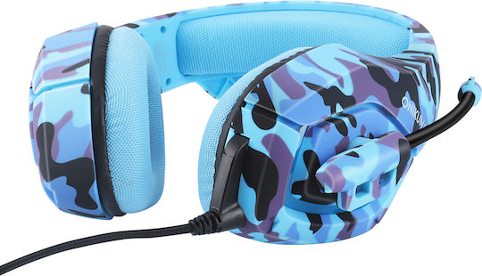 Onikuma K1-B Over Ear Gaming Headset με σύνδεση 3.5mm Camo Blue for PC