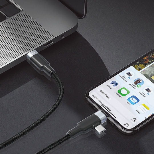 Braided USB to Type-C / Lightning Cable Μαύρο 1m (40513)