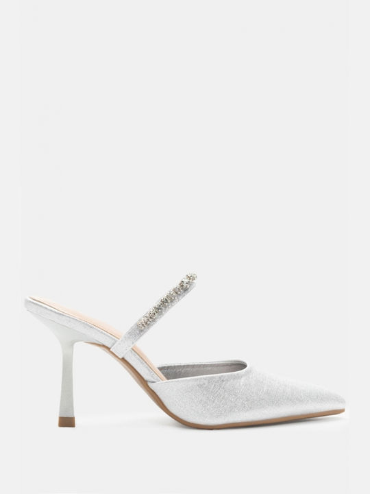 Luigi Heel Mules Silver