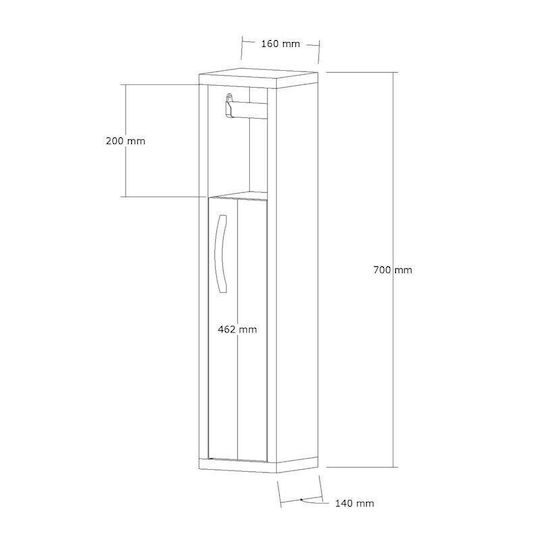 Pakketo Maretto Floor Bathroom Column Cabinet L16xD14xH70cm Sonoma
