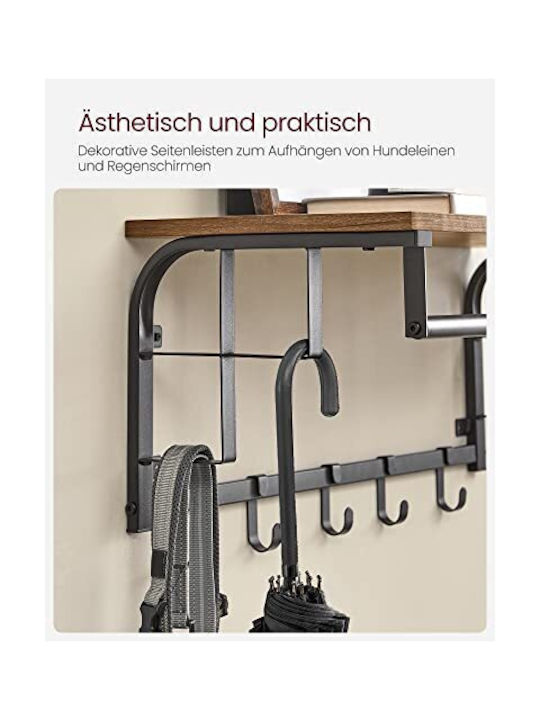 Songmics Metal Wall Hanger 5 Hooks Gray 66x27x30cm