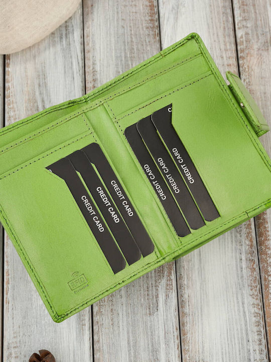 Small Leather Women's Wallet Classic with RFID Green