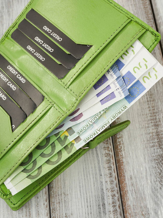 Small Leather Women's Wallet Classic with RFID Green