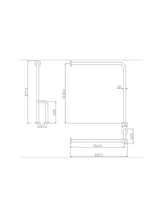 Ponte Giulio Λαβή Μπάνιου Inox ΑΜΕΑ 76cm Ασημί