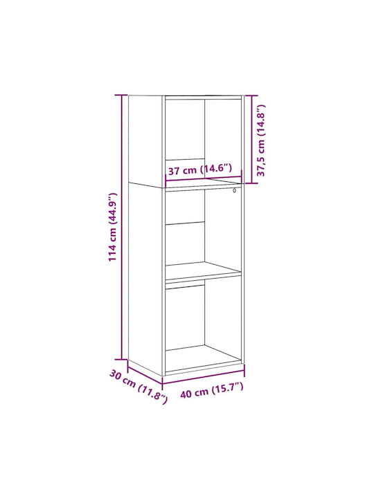 Βιβλιοθήκη Γκρι Σκυροδέματος 40x30x114εκ.