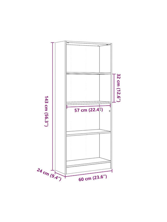 Bücherschrank Sonoma Eiche 60x24x143cm