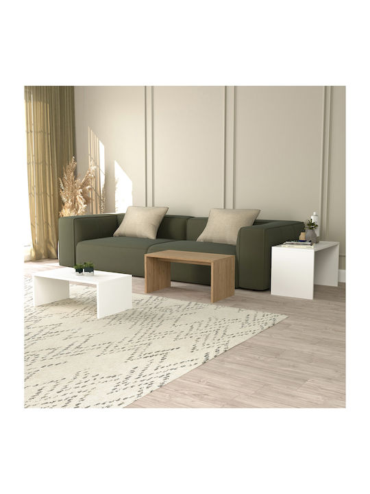 Rectangular Zigon Set Bentil Wooden Sonoma-White 3 Pieces L65xW35xH45cm