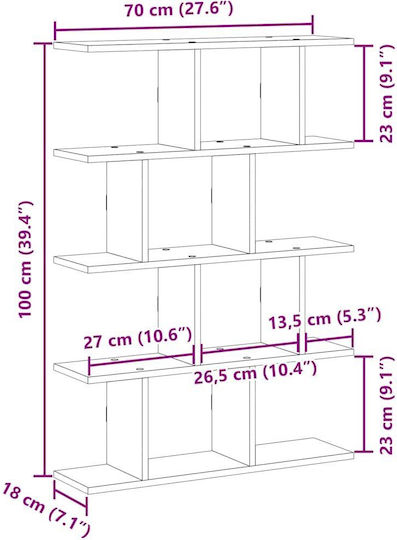Wandregal Sonoma Eiche 70x18x100cm