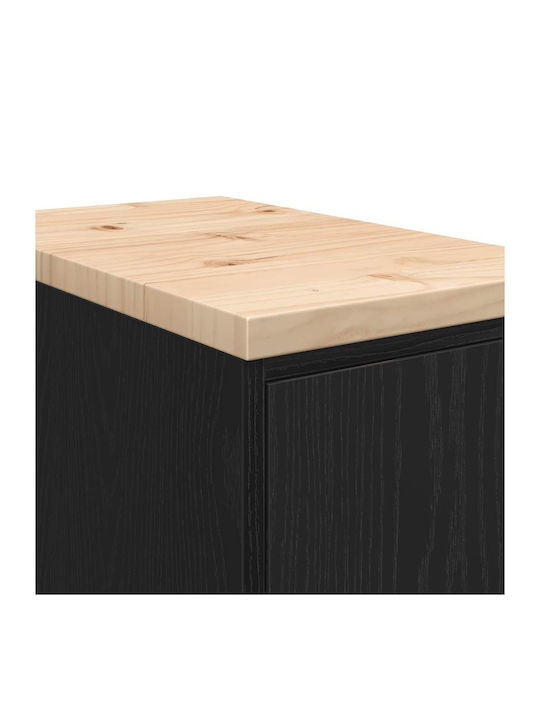 Ντουλάπι Σαλονιού από Μασίφ Ξύλο Μαύρο 30x51x85cm