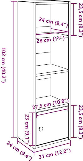 Smoke Tree Bookcase 31x24x102 cm