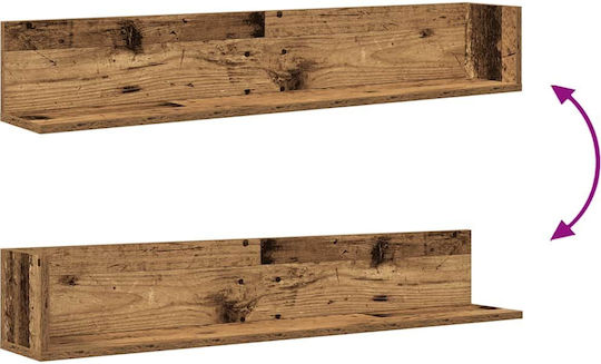 Wall Shelves Old Wood 2 Pieces 100x16.5x16.5 cm
