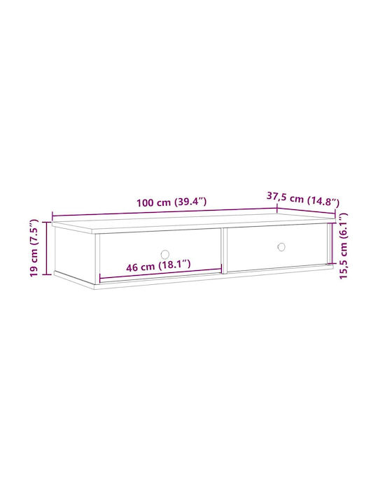 Рафт Стенен Черно 100x37.5x19см.