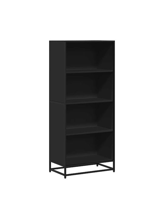 Bookcase Black Velvet-Black Metal 60x35x139cm