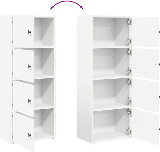 Standvitrine fürs Wohnzimmer aus Spanplatte Weiß 40x24x102 cm