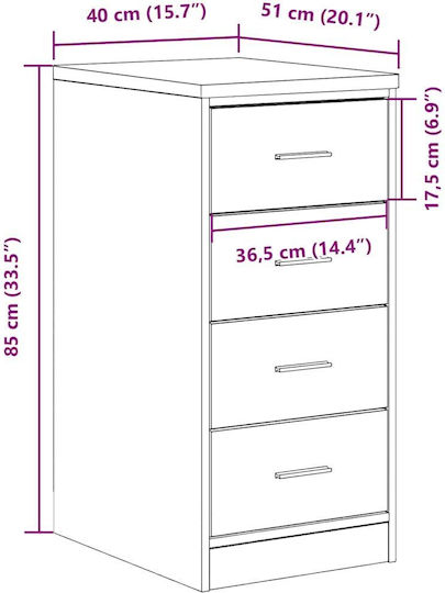 Ντουλάπι Σαλονιού από Μασίφ Ξύλο Καφέ 40x51x85cm
