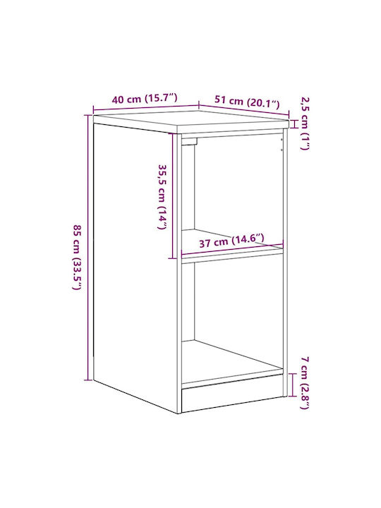 vidaXL Office Cabinet Made of Solid Wood Natural 40x51x85cm