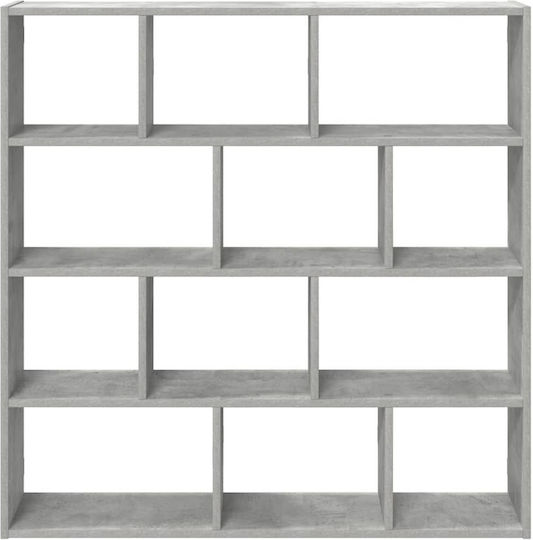 Vidaxl стенен рафт с 12 кубични отделения бетонно сив 100x18x100 см 1 брой сив