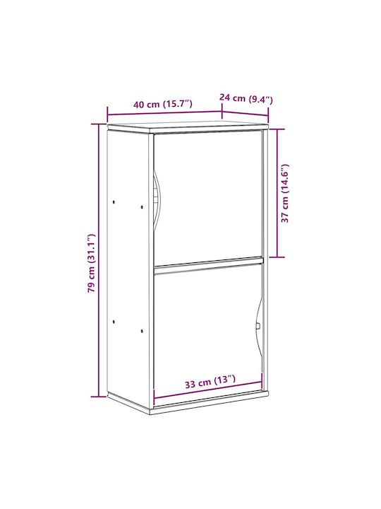 Ντουλάπι Σαλονιού από Μασίφ Ξύλο Λευκό 40x24x79cm