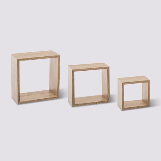 Стенни Рафтове Cube Бежови (3 Броя) 25x9x25см