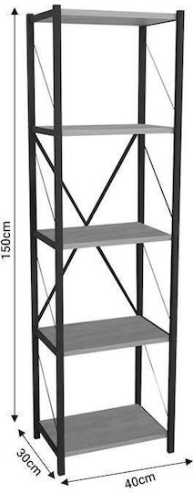 Bibliotecă Glase Negru 40x30x150εκ.